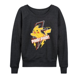 Women's - Pokémon - Pika Pika Lightweight French Terry Wide Neck Long Sleeve Shirt - 1 of 4