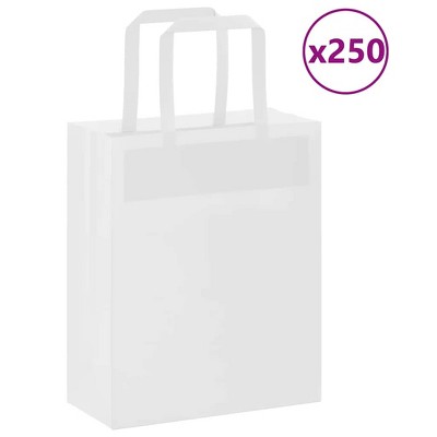 vidaXL Paper Bags 250 pcs with Handles White 7.1x3.1x8.7"