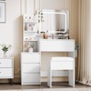 Coucheta Makeup Vanity Desk with Mirror&Lights, Power Outlet & USB Ports, 3-Color Light, 4 Drawers, Storage&Stool, Makeup Dressing Table for Bedroom - 4 of 4