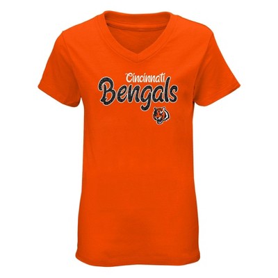 NFL Cincinnati Bengals Girls' Short Sleeve V-Neck Core T-Shirt - L