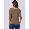 INSPIRE CHIC Women's Classic Solid Elbow Sleeves Round Neck Slim Fit T-Shirts - 4 of 4