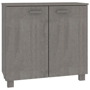 vidaXL Solid Pine Wood HAMAR Sideboard - Light Gray Color, Compact Storage Solution with Two Doors for Your Interior 33.5"x13.8"x31.5" - 1 of 4