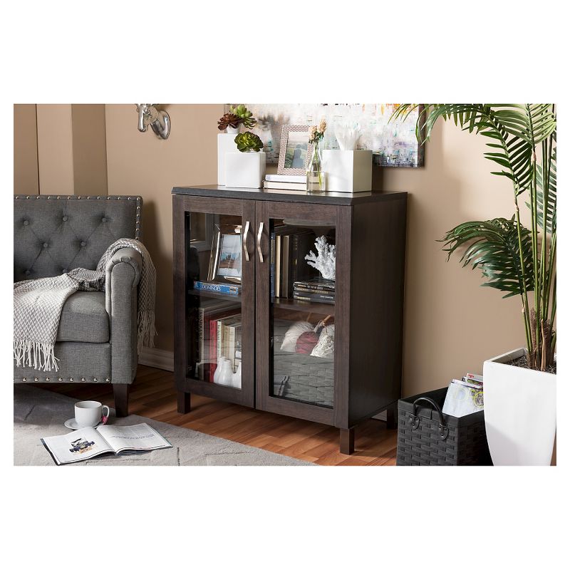 Sintra Modern and Contemporary Sideboard Storage Cabinet with Glass Doors - Dark Brown - Baxton Studio, 5 of 6