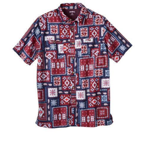 Bandana Print Knit Camp Shirt - Red/Multi