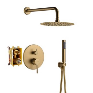 CASAINC 10'' Wall Mounted Round Shower System Set with Handheld Sprayer - 1 of 3
