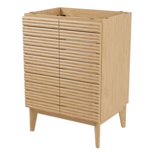 JONATHAN Y VAN1004 Calandre 20 in. W x 18 in. D x 33 in. H Thin Linear Slat Modern 2-Shelf Bath Vanity Cabinet Only (Sink Basin not Included) - 1 of 4