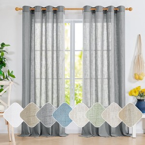 Deconovo 2 Panels Linen Look Full Blackout Curtains with 8 Grommets, Thermal Drapes - 1 of 4