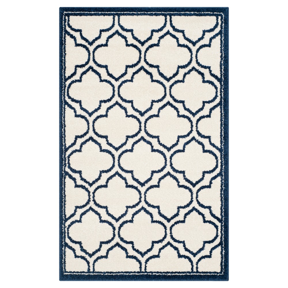 2'6inx4' Coco Loomed Rug Ivory/Navy - Safavieh