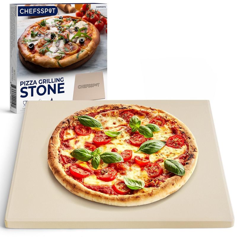 CHEFSPOT Cordierite Pizza Stone for Grill, Oven and Pizza Oven - 12" x 12" - 0.6" Thick, 1 of 8