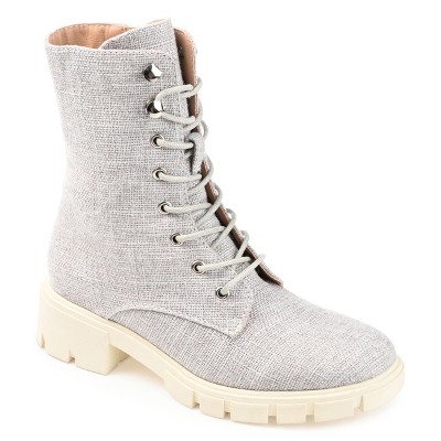 Journee Collection sale Women's Madelynn Ankle Lace-Up Combat Boots Bone 8 New