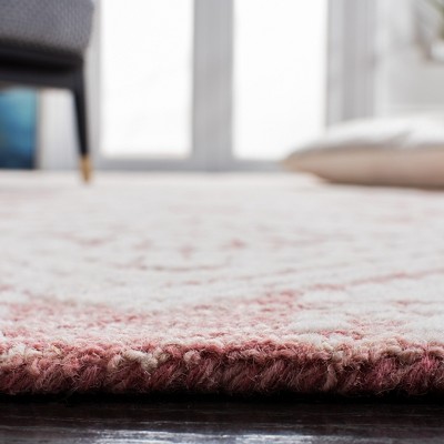 Safavieh 6' x 6' Dark Pink and Ivory Hand-Tufted Wool Rug