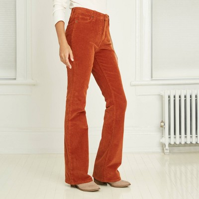 red corduroy flare pants