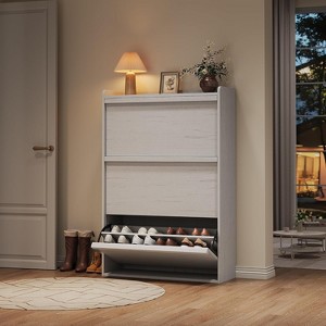 3-Drawer Wooden Shoe Cabinet with Adjustable Shelves, Freestanding Flip Drawer Organizer, Hidden Shoe Storage for Entryway and Hallway - 1 of 4