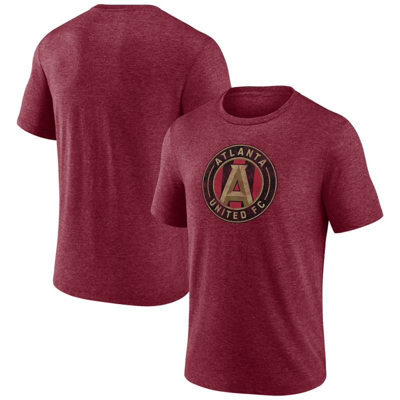 MLS Atlanta United FC Men&#39;s Gray Short Sleeve Triblend Chest Logo T-Shirt, 1 of 4