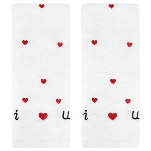 REGALWOVEN Cotton Bathroom Absorbent Heart Pattern Decorative Hand Towel 13" x 29" - 1 of 4