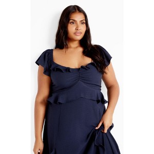 CITY CHIC | Women's Plus Size  Frill Fee Maxi Dress - navy - 16W - 1 of 4