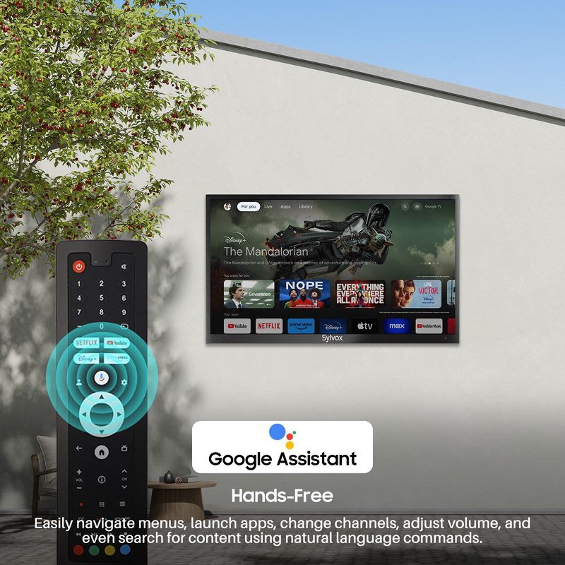 SYLVOX Outdoor TV, 43'' QLED Smart Google TV, IP55 Waterproof, Dolby Vision HDR, Voice Remote,1000nits Weatherproof Television(Deck Pro QLED 2.0), 5 of 8