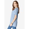 Roaman's Women's Plus Size V Neck Pointelle Tee - 4 of 4