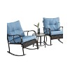3 Piece Patio Furniture Set Rocking Bistro Set with Rattan Chairs and Coffee Table for Garden Balcony Backyard Patio Seating Sets-The Pop Home - 3 of 4