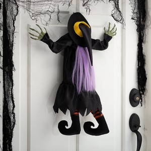 Morris Costumes 2.5 ft Hanging Animated Crashed Witch - Black - 1 of 3