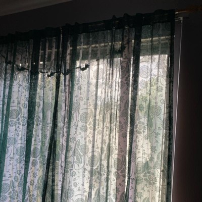 1pc Sheer Idris Printed Burnout Window Curtain Panel Gold - Opalhouse ...