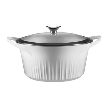 Corningware French White 4-Qt Oval Ceramic Casserole Dish with Glass Cover  6002278 - The Home Depot