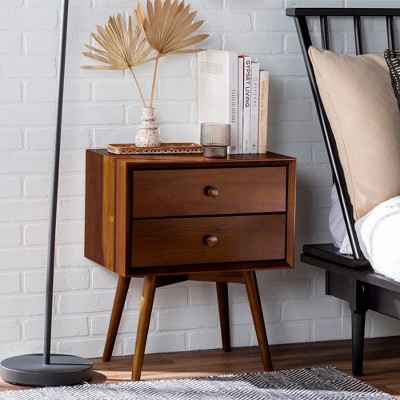 NicBex 2 Drawers Nightstand with Round Knobs,Bedside Table with Storage Space,Mid-Century Modern Side Table for Bedroom