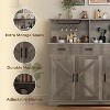 Homhougo Farmhouse Kitchen Sideboard Buffet with 3 Drawers and 3 Doors, Wood Wine Bar Coffee Bar Cabinet with Microwave Stand - 4 of 4