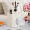 LunaLulinlk Tissue Box Cover, PU Leather Square Tissue Box Holder with Storage Tray Stylish Tissue Holder Decorative Organizer (White) - 2 of 4