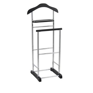 Proman Product VL17028 with Wooden Hanger, Tray & Trouser Bar Valet Stand, Black - 1 of 4