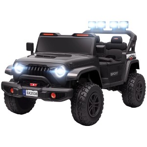 24V 4WD Kids Ride-On Truck, Adjustable Two-Seater Electric Car with Remote, Lights & Music, Black - 1 of 4