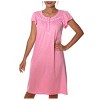YafeMarte Women’s Short Sleeve Cotton Blend Nightgown with Lace Trim and Polka Dot Design - 2 of 4
