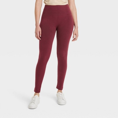 Women's High Waisted Cotton Seamless Fleece Lined Leggings - A New Day™  Heather Oatmeal 1x : Target