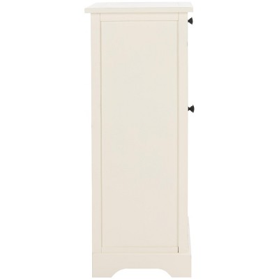 Distressed Cream Pine Wood Tall Accent Cabinet