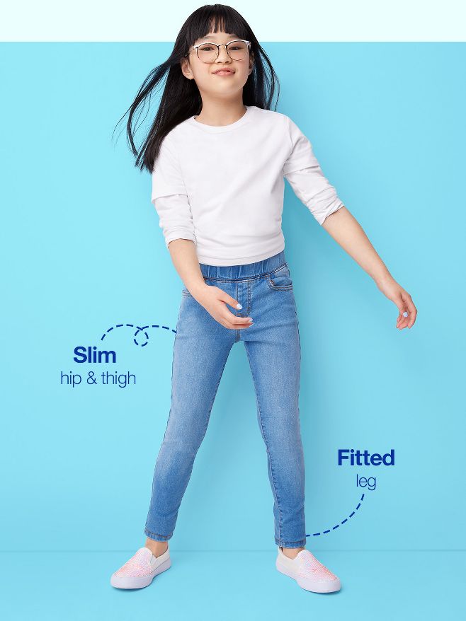 Baby Girl's Jeans All-Match Elastic Waist Denim Ripped Side Pocket