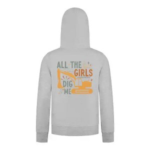 Everyday Kids All the Girls Dig Me Boys Zip Up Hoodie – Funny Construction Truck Sweatshirt - 1 of 4