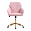 PAGED Adjustable Height Office Chair, Modern Swivel Velvet Vanity Chair with Wheels and Golden Base, Ergonomic Computer Chair for Office - 3 of 4