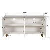 Modern Fluted 4-Door Sideboard Buffet Cabinet with Adjustable Shelves, Gold Accents and Storage for Kitchen Dining Room - 3 of 4