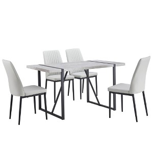ChicFurnit Dining Set Modern Faux Marble Dining Table Set with Padded Chairs for Kitchen Dining Room, Gray, 17.3"*17.9"*36.2" - 1 of 4