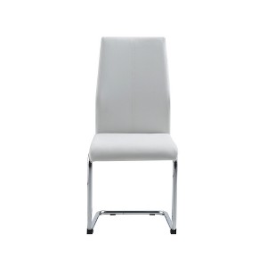 HomeRoots Set of Four White and Silver Upholstered Faux Leather Dining Side Chairs - 1 of 4