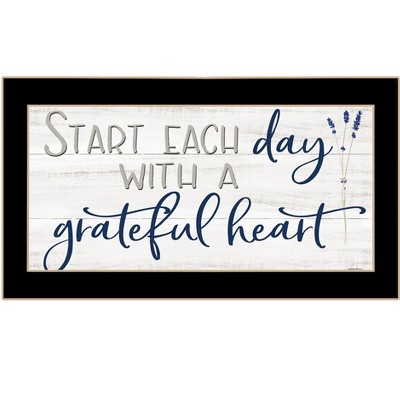 HomeRoots Grateful Heart Black Framed Print Wall Art