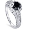Pompeii3 1 1/4ct Black & White Diamond White Gold Engagement Ring - 2 of 4