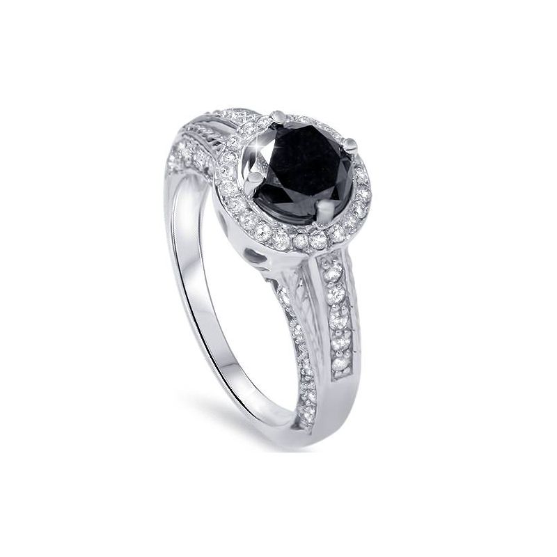 Pompeii3 1 1/4ct Black & White Diamond White Gold Engagement Ring, 2 of 6