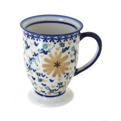  Blue Rose Polish Pottery Yellow Daisy Pedestal Mug 