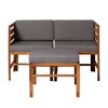 Nertpow Contemporary 3-Piece Modular Acacia Wood Patio Set with Left & Right Arm Chairs and Ottoman ¨C Brown - 2 of 4