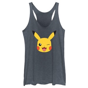 Women's Pokemon Pikachu Wink Face Racerback Tank Top - 1 of 4