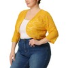 Agnes Orinda Women's Plus Size Sheer Cardigan  Floral Lace Open Front 3/4 Sleeves Casual Crop Shrug - 2 of 4