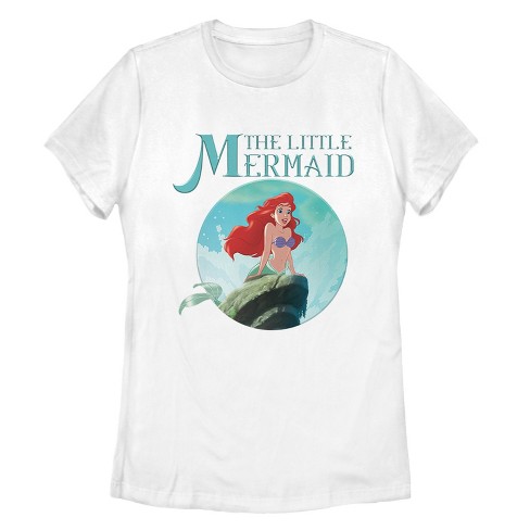 Women s The Little Mermaid Ariel Wave T Shirt White Large