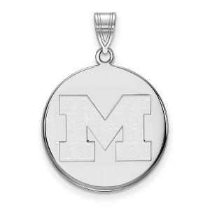Black Bow Jewelry 14k White Gold Michigan Wolverines NCAA Large Pendant - 1 of 3