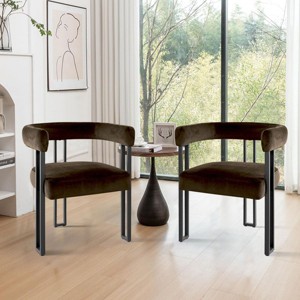 Set Of Two Accent Chairs,Barrel Armchair,Minimalist Velvet Fabric With Black Leg Accent Chair,Curved Back Living Room Chairs-Cuddlewood - 1 of 4